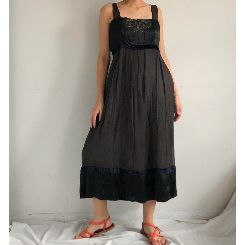 Black midi dress/ prairie midi dress